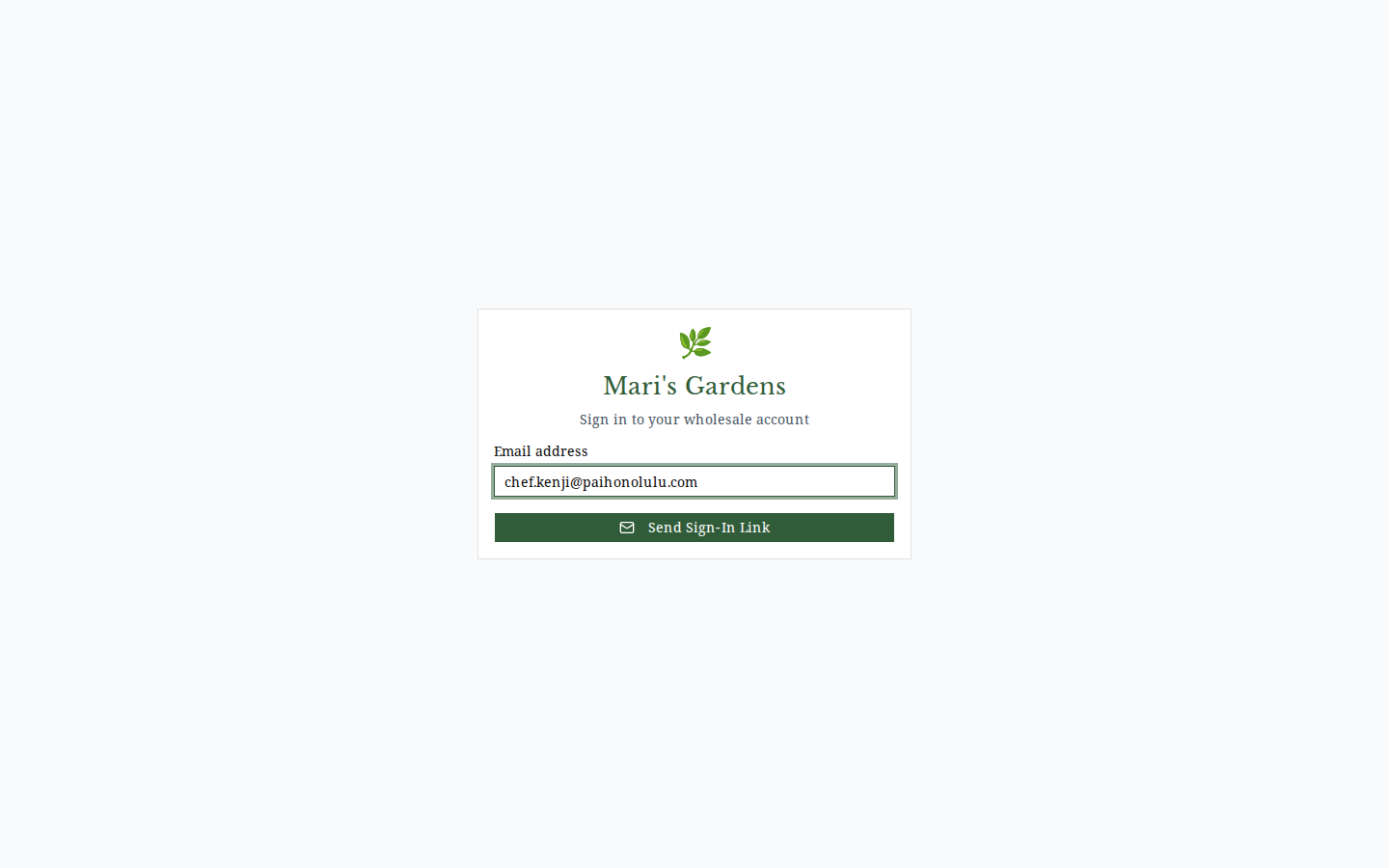 Login page